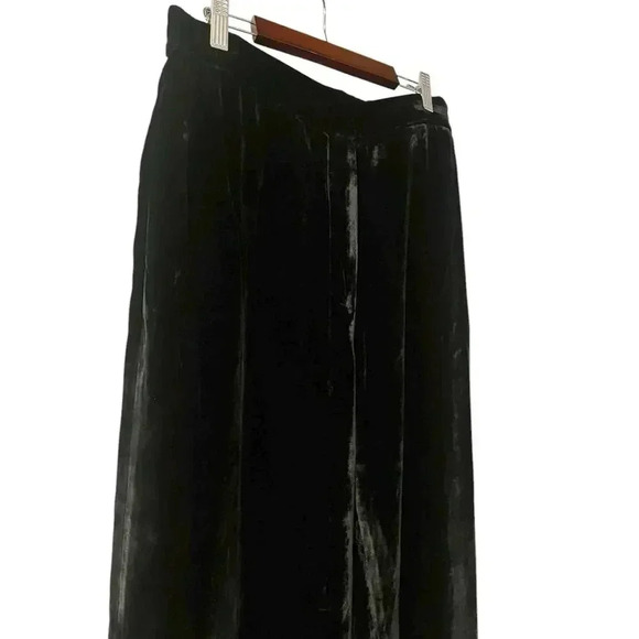 COS Women’s Silk Blend Velvet Pants Size 8 Wide Leg Elastic Band Pockets - Picture 2 of 9